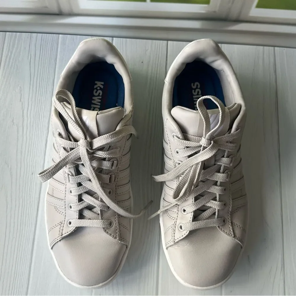 K-Swiss Grey White Leather  Sneakers Sz 8